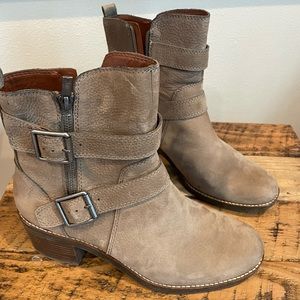 Lucky Brand Castillas Ankle Taupe Leather Boots Booties Shoes Women's Size 10